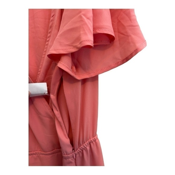 LOVE by Design FLUTTER SLEEVE WRAP MAXI DRESS IN PINK - Picture 13 of 14